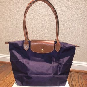 Longchamp Small Le Pliage Shoulder Tote in Bilberry